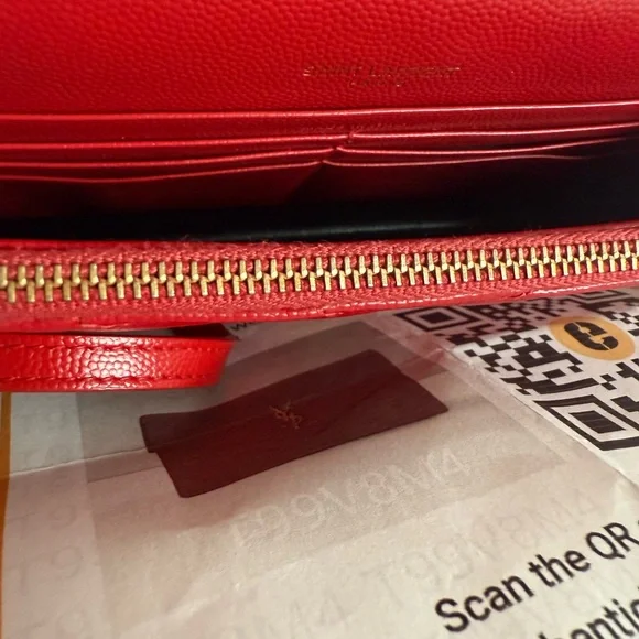 Yves Saint Laurent Red Chevron Crossbody WOC w/ COA - Picture 8 of 12